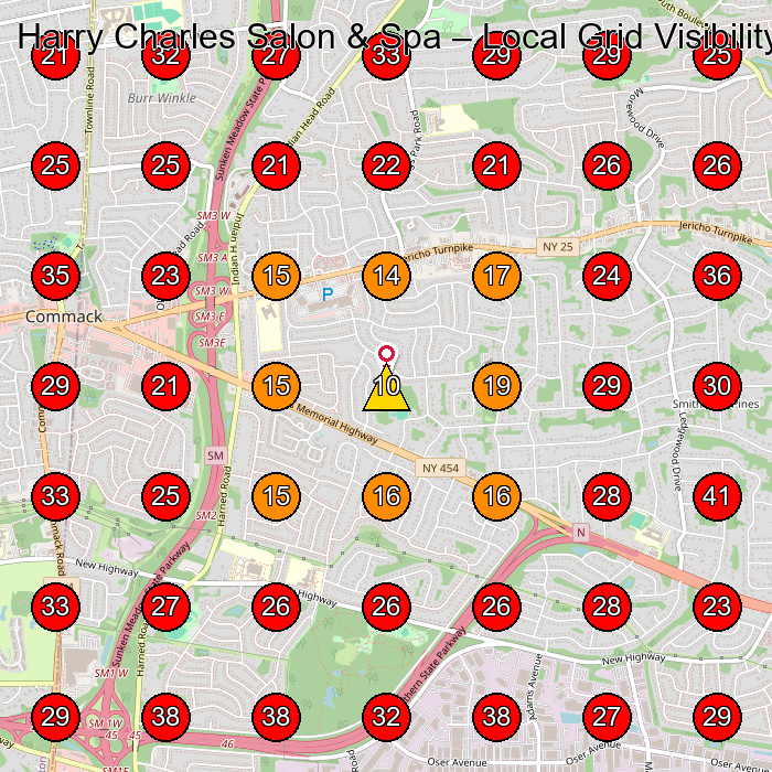 Harry Charles Salon & Spa GeoGrid visibility map for Beauty Salon in Commack